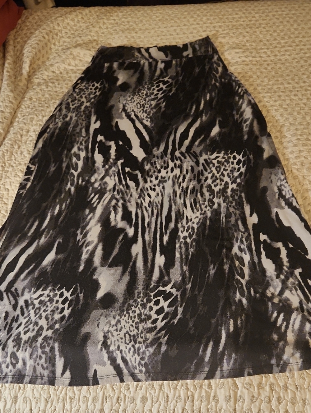 No Boundaries Black and Gray Animal Print A-Line Skirt